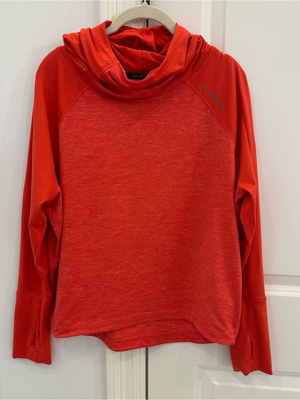Brooks DriLayer High Visibility Coral Orange Running Hoodie XS